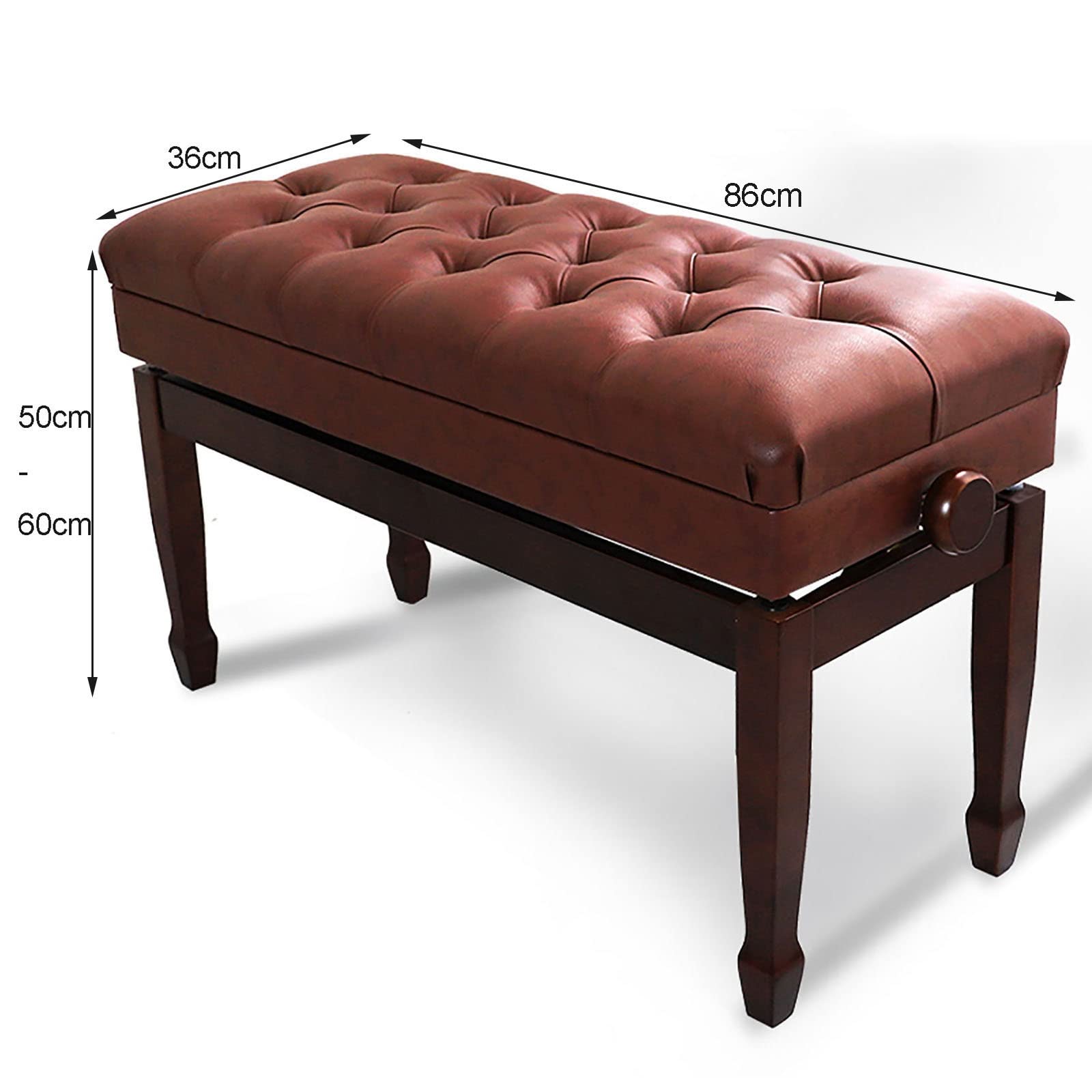 Deluxe Duett Künstler Klavierbank mit Notenspeicher, Kunstleder Hocker für Keyboard oder Klavier, höhenverstellbar