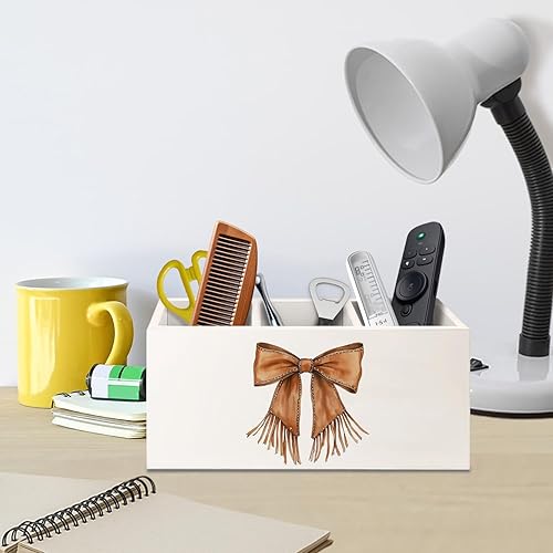 Miniatura 5 de Coquette - Portalápices de madera con lazo occidental para accesorios de escritorio, decoración de oficina occidental, regalos retro de vaquera,