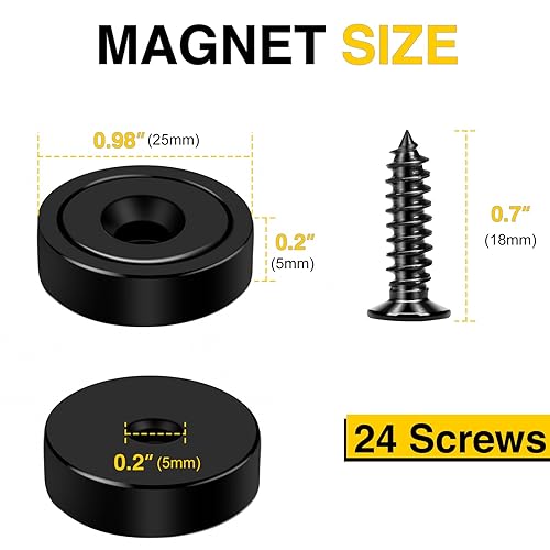 Miniatura 37 de DIYMAG 4 imanes de neodimio con base redonda de neodimio, imanes fuertes de tierras raras con agujero avellanado resistente y tornillos inoxidables