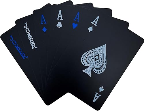 Obokata Waterproof Cards, Black Playing Cards, Deck of Cards, Plastic Waterproof Playing Cards, Poker for Pool Game, Family Party Game, Camping.