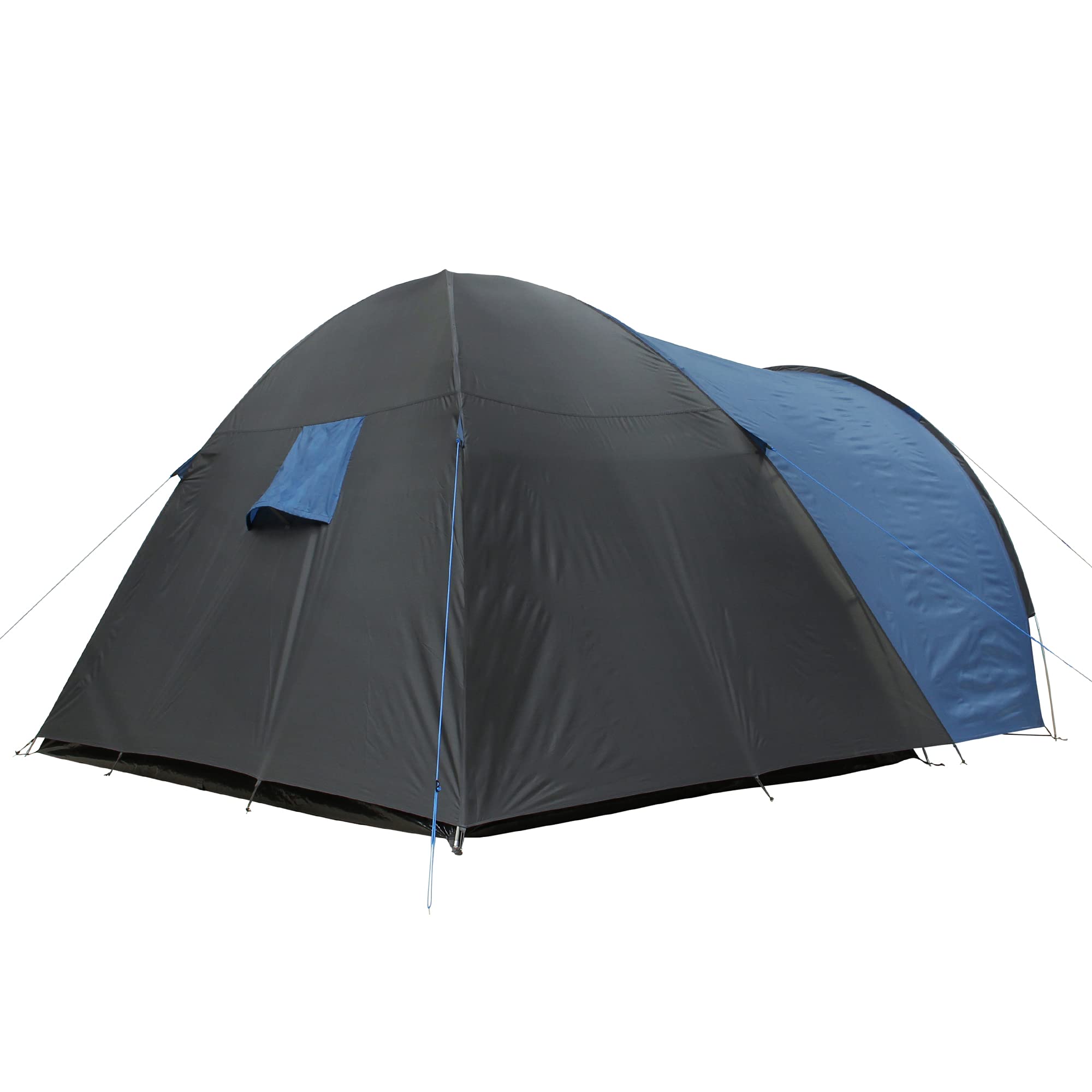 your GEAR Zelt Cetona - Campingzelt in 2 Größen für 4 oder 5 Mann, Kuppelzelt mit 3000 mm Wassersäule, Wohn-/ Vorraum, 2 Eingänge, Stehhöhe, dunkle Schlafkabine, Festivalzelt in Blau Grau