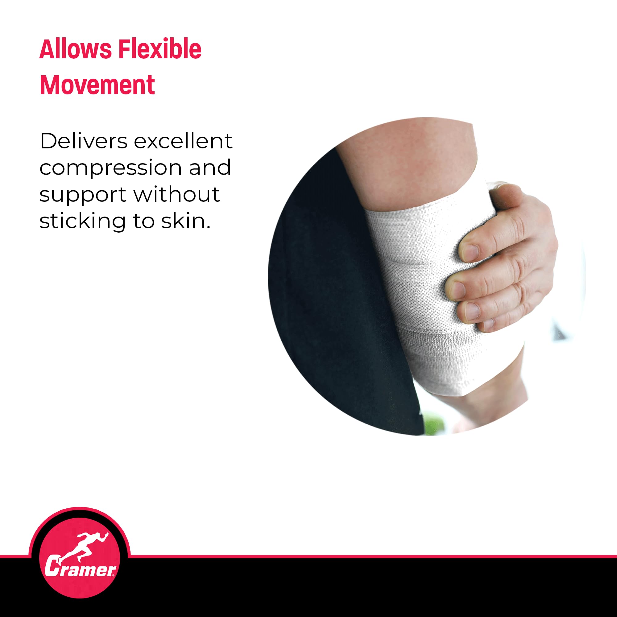 Cramer Eco-Flex Self-Stick Stretch Tape, Cohesive Tape, Flexible Elastic Sports Tape, Athletic Training Room Supplies, Easy Tear & Self-Adherent Bandage Wrap, Single 5 Yard Roll, Compression Tape
