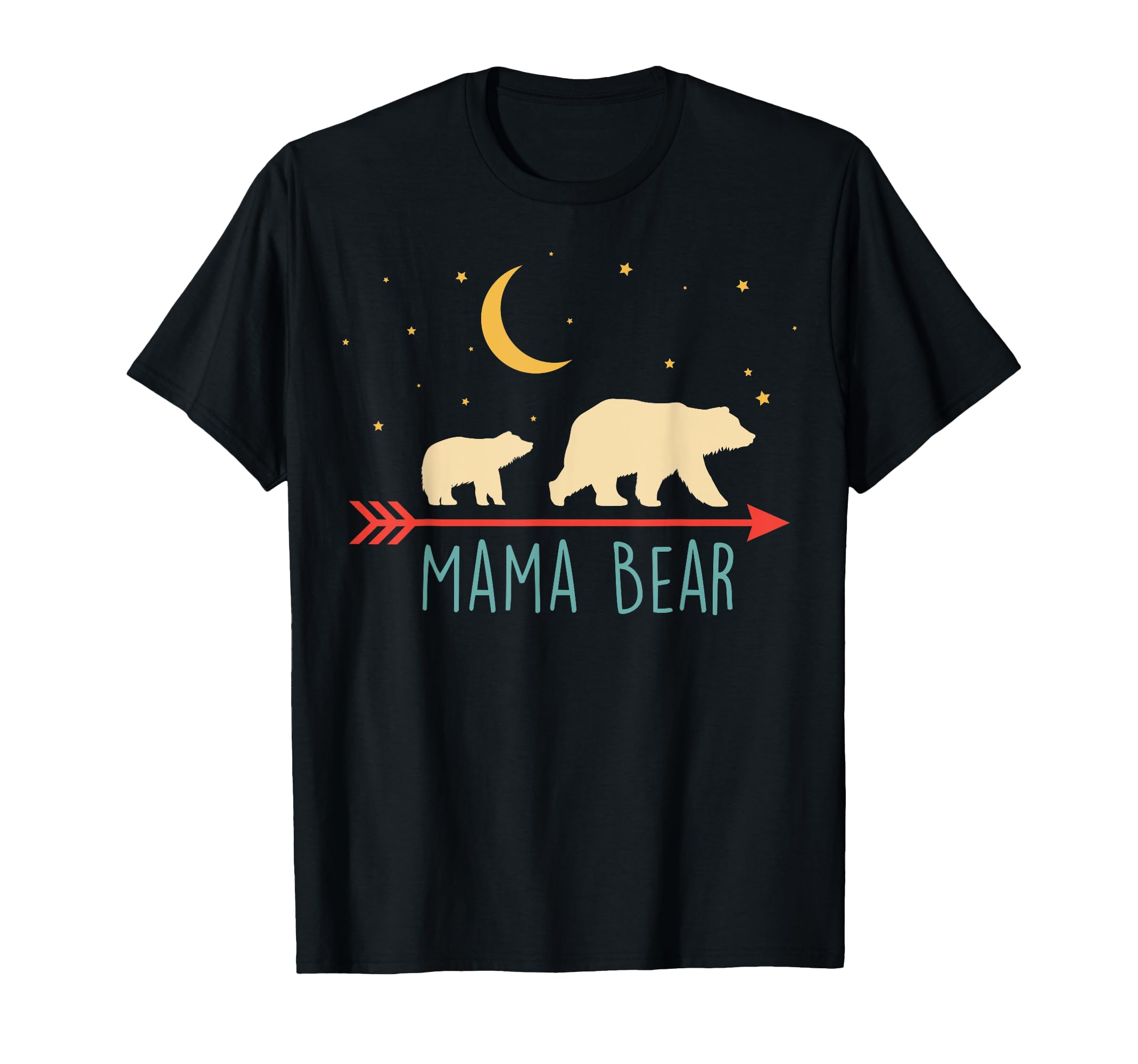 Mama Bear with Cub Moon Stars Mama Bear T-Shirt