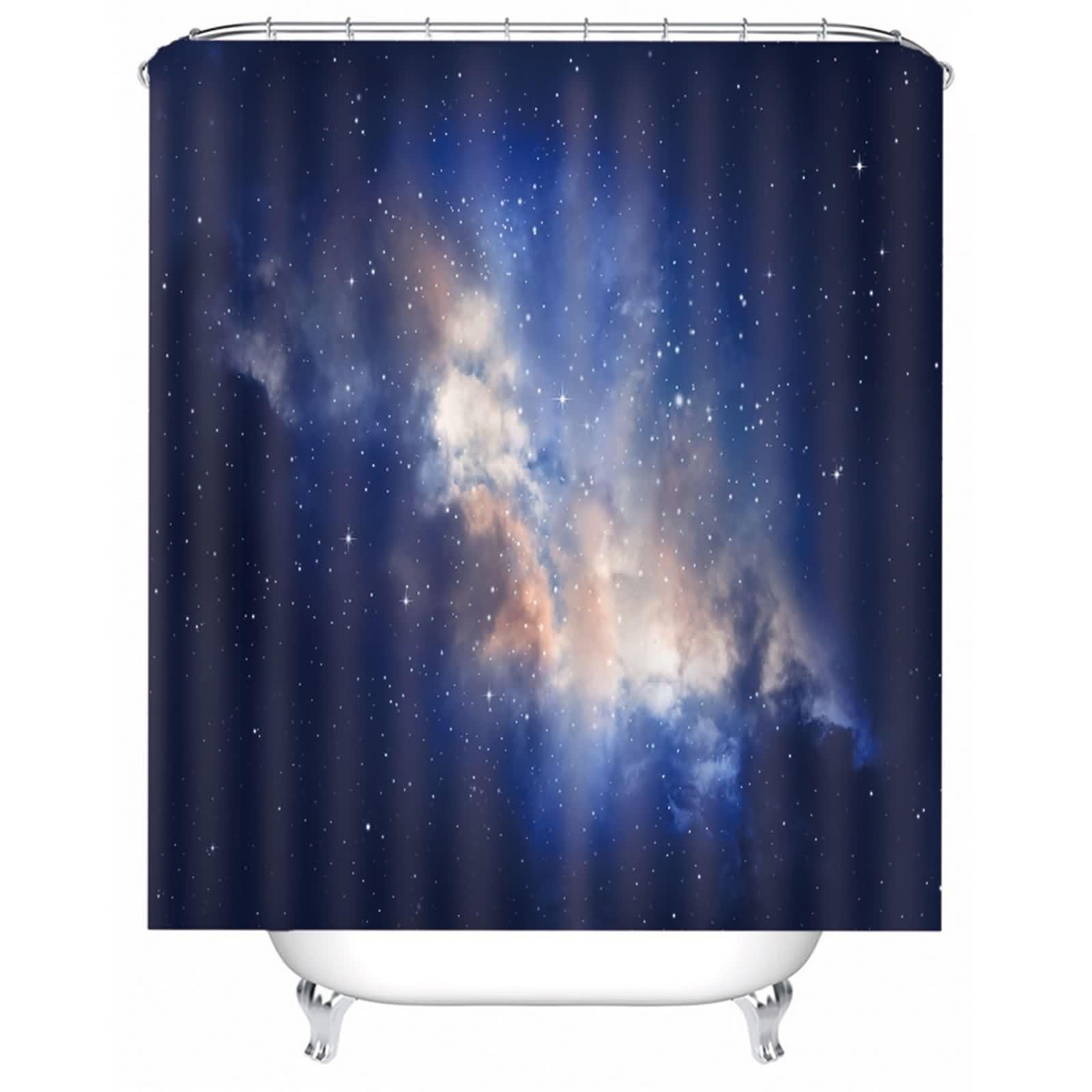 Rideau de douche bleu foncé anti-moisissure et lavable pour baignoire