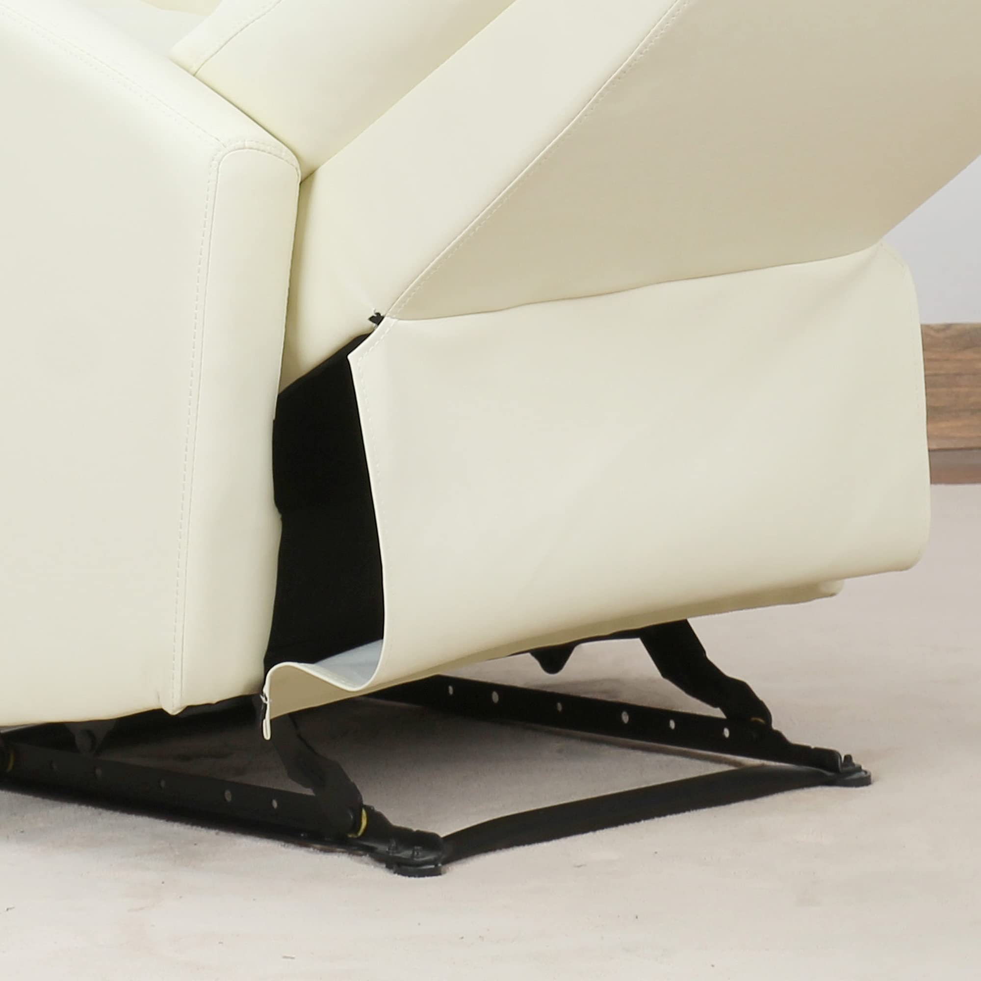 HOMCOM Poltrona Relax Reclinabile 165° con Poggiapiedi Regolabile Ergonomica in pelle PU, 65 × 92 × 100cm Crema
