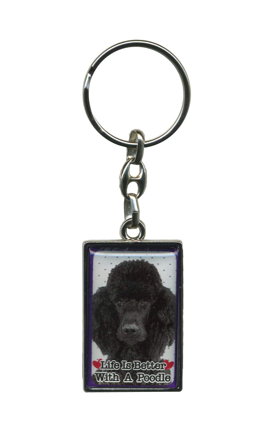 Metal Keyring - Life Is Better With A Dog (Poodle (Black))