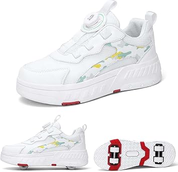 Shoes with 4 Wheels,2 in 1 Multifunctional Roller Skates, Skateboard Shoes, Trainers, Roller Shoes for Teenagers, Boys Girls Gift -B||33 EU