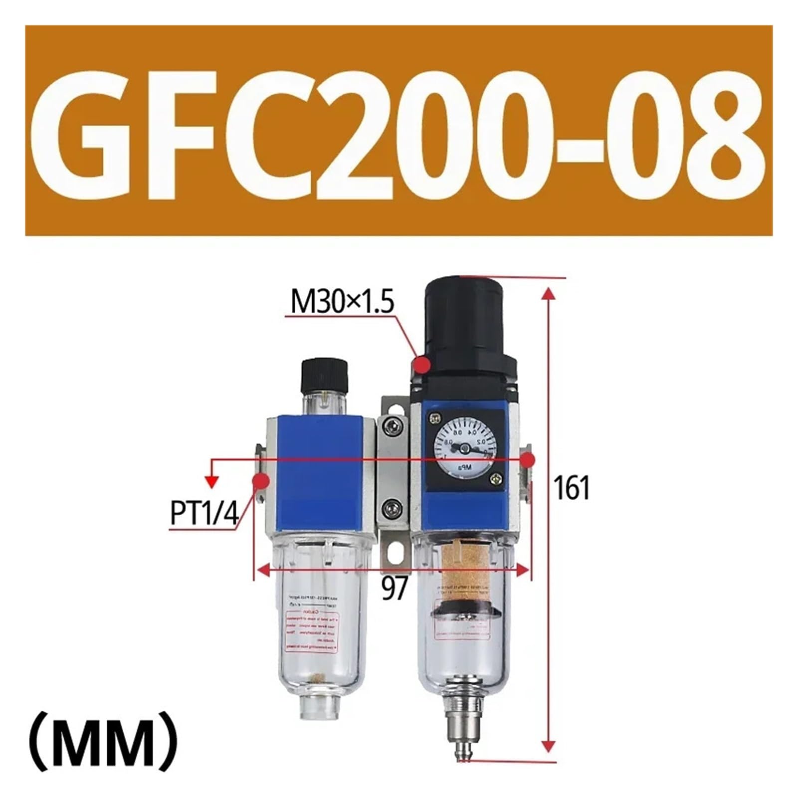 GC200-06/08 GC300-08/10/15 GFC200-06/08 GFC400-15 GFR200-08 GFR300-08/10/15 Urządzenie do uzdatniania źródła powietrza z zaworem redukującym ciśnienie filtra (GFC200-08)