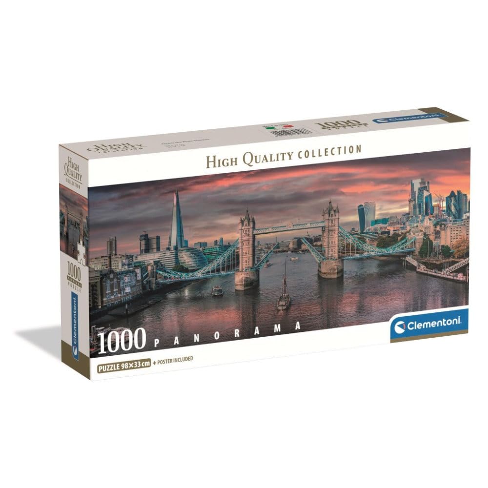 Clementoni - 39896 Jigsaw Puzzle 1000 Pieces for Adults and Teenagers, Collection, Theme On The Banks of the Thames, with Poster Included, Compact Box, Gift Idea for Men and Women, Made in Italy, 98 x