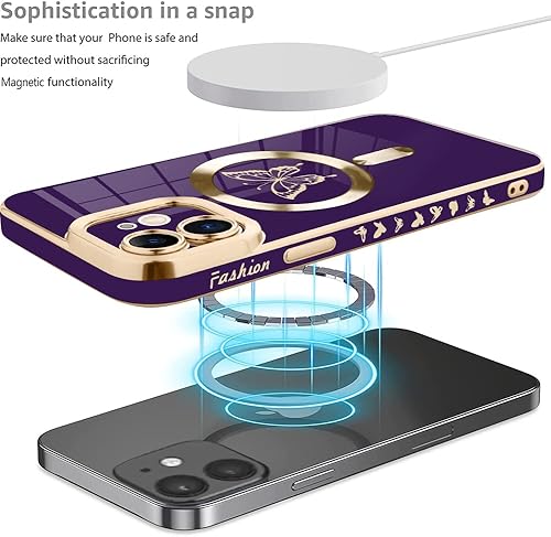 Miniatura 9 de Fiyart Funda magnética para iPhone 11 Pro compatible con carga inalámbrica MagSafe, bonita funda de protección contra golpes con protector de lente