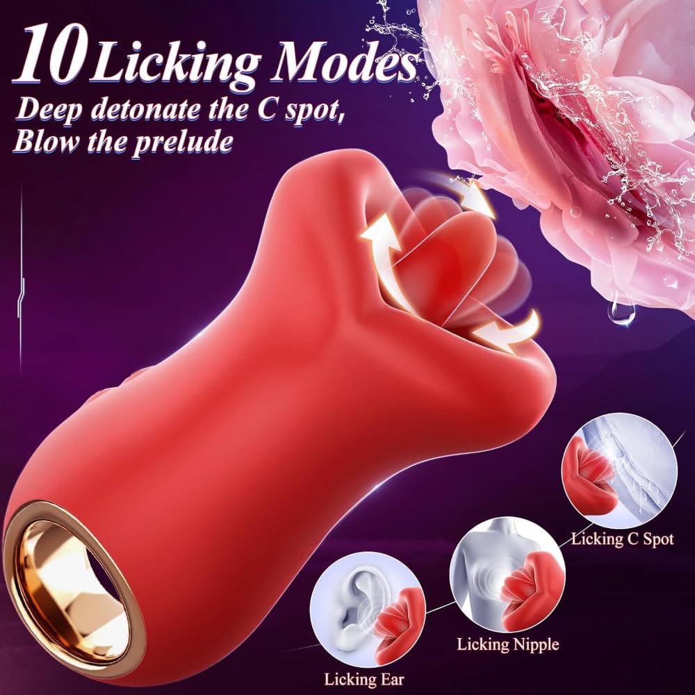 Stimolatore con Lingua in Silicone - Stimolazione Doppia - Movimento Realistico - 10 modalità - Impermeabile