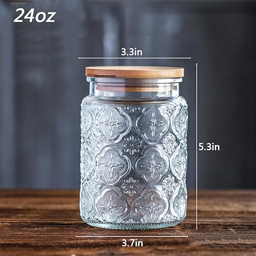 Miniatura 2 de Paquete de 2 tarros de almacenamiento herméticos de vidrio vintage, recipientes de almacenamiento de alimentos de vidrio de cocina de 24 onzas con