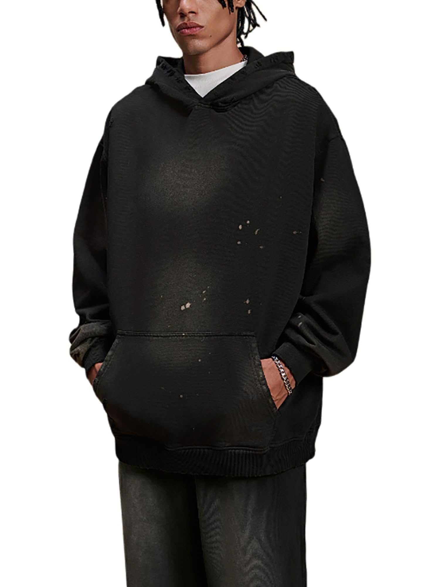 Felpa Con Cappuccio Oversize Da Uomo, Felpe Con Cappuccio Vintage Streetwear Graffiti Lavaggio Acido, Felpa Pesante Unisex