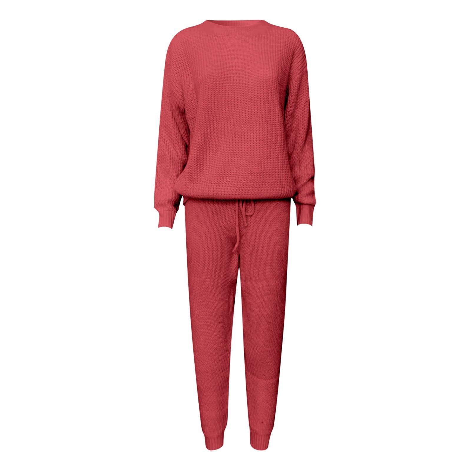 Pantaloni Casual in Maglia, Pantaloni Jogger Elasticizzati Morbidi e Top, Abbigliamento Comodo per Il Relax Quotidiano