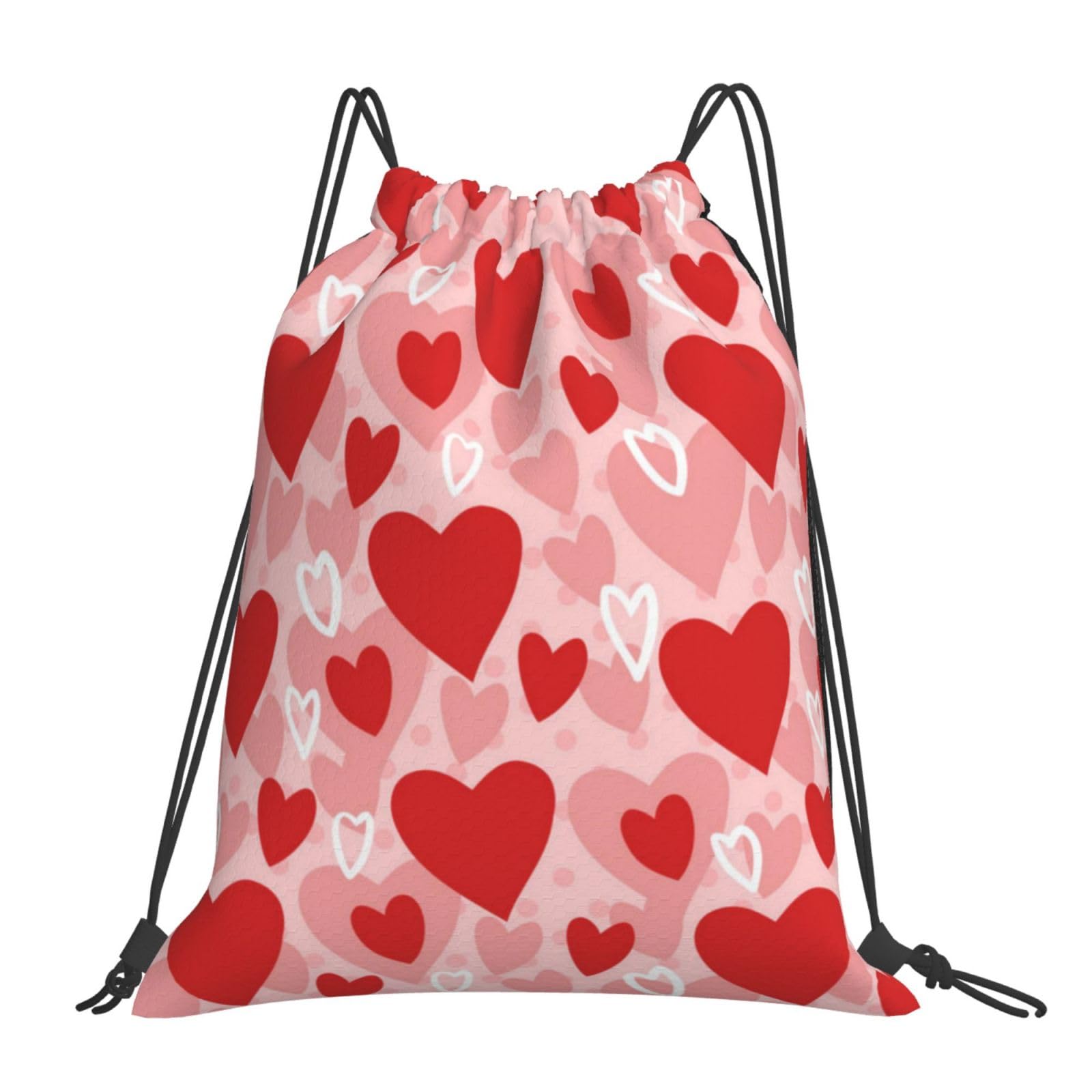 GDUUASB Cute Heart Drawstring Backpack Valentine's Day Candy Hearts Sports Gym Sackpack Outdoor String Bag for Women Men