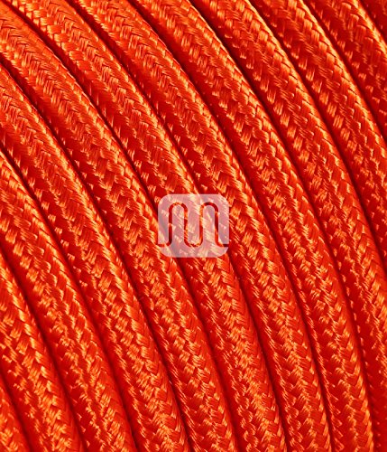 Cavo elettrico tondo rotondo rivestito in tessuto colorato Arancio Arancione 10 metri 2x0,75 per lampadari, lampade, abat jour, design. Made in Italy!