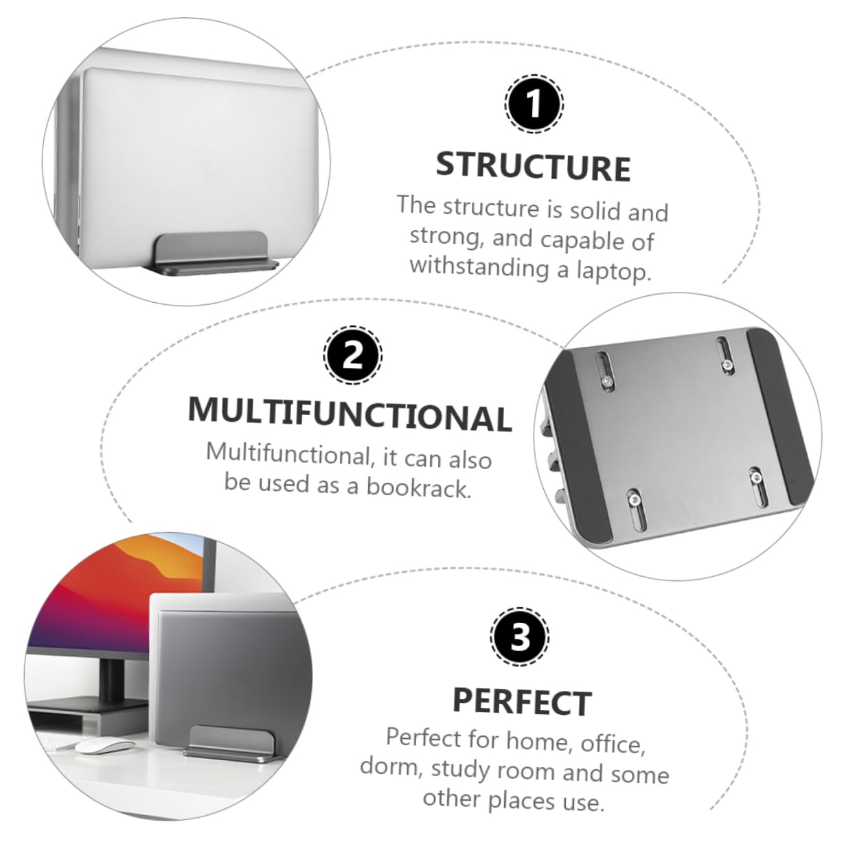 Angoily Soporte Vertical Doble para Portátil Fabricado Aleación De Aluminio para Escritorio y Tableta Excelente Diseño y Soporte para Dispositivos Electrónicos