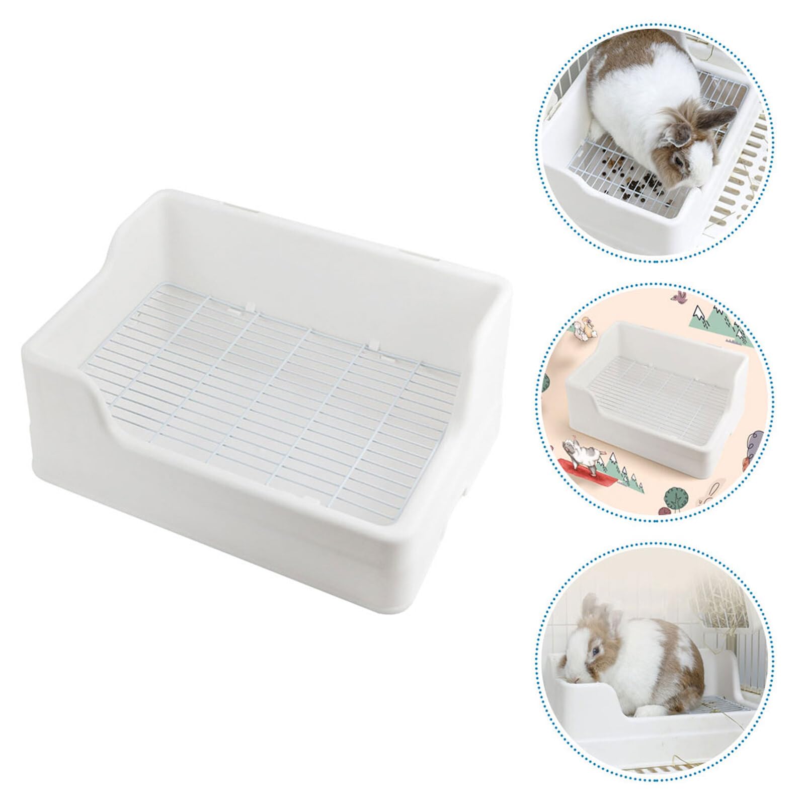 ifundom Lettiera per Conigli Grande Divisa in Parti, Materiale Plastico Riutilizzabile e Facile da Pulire, Toilette per Animali Domestici Doppia Fissazione Antiribaltamento