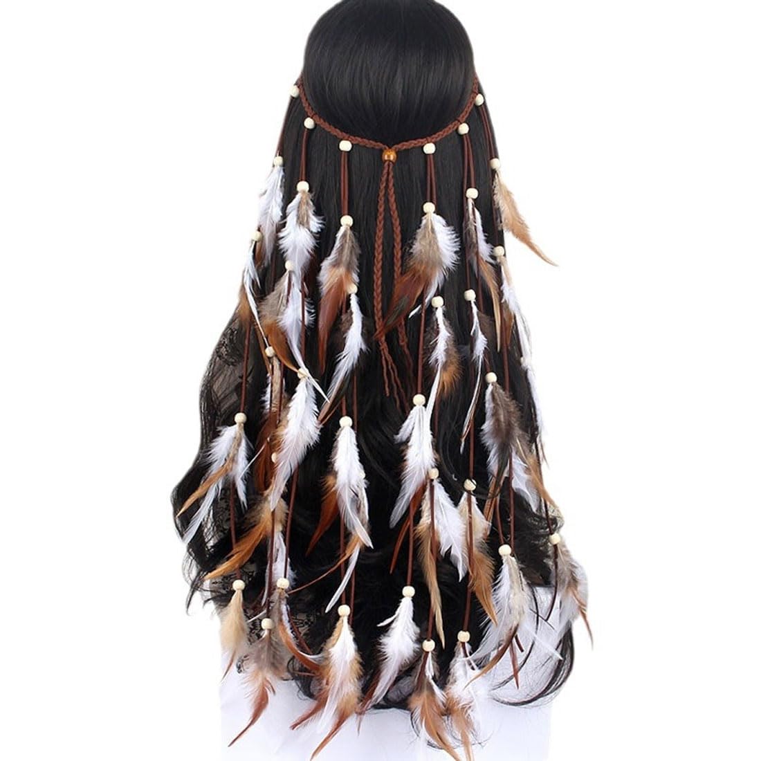 Fashband Serre-Tête Indien à Plumes Et Pampilles - Coiffe Tribale Bohème Pour Femmes Et Filles