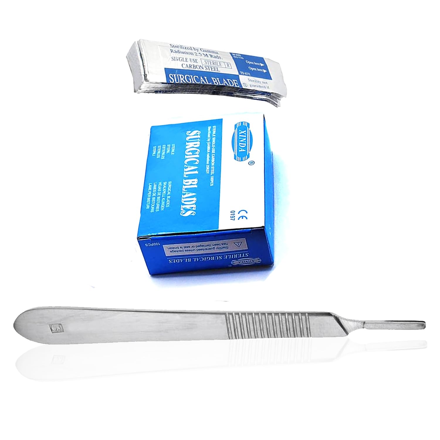 100 SCALPEL STERILE BLADES #11 WITH FREE SCALPEL HANDLE #3 (PC BRAND)