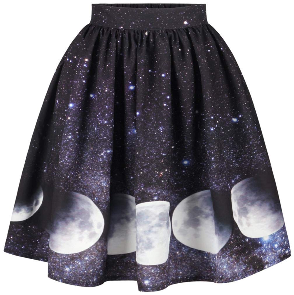 Ocean Plus Mujer Retro Falda Plisada A Line Cintura Alta Casual Mini Falda Skater Longitud de la Rodilla Puntos Falda de Columpio