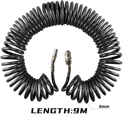 Antesen Air Compressor Hose Polyurethane(PU) Flexible Air Line PVC Hose with 1/4" Europe Quick Coupler and Plug Fittings 9m Length (Style 1) - Image 7