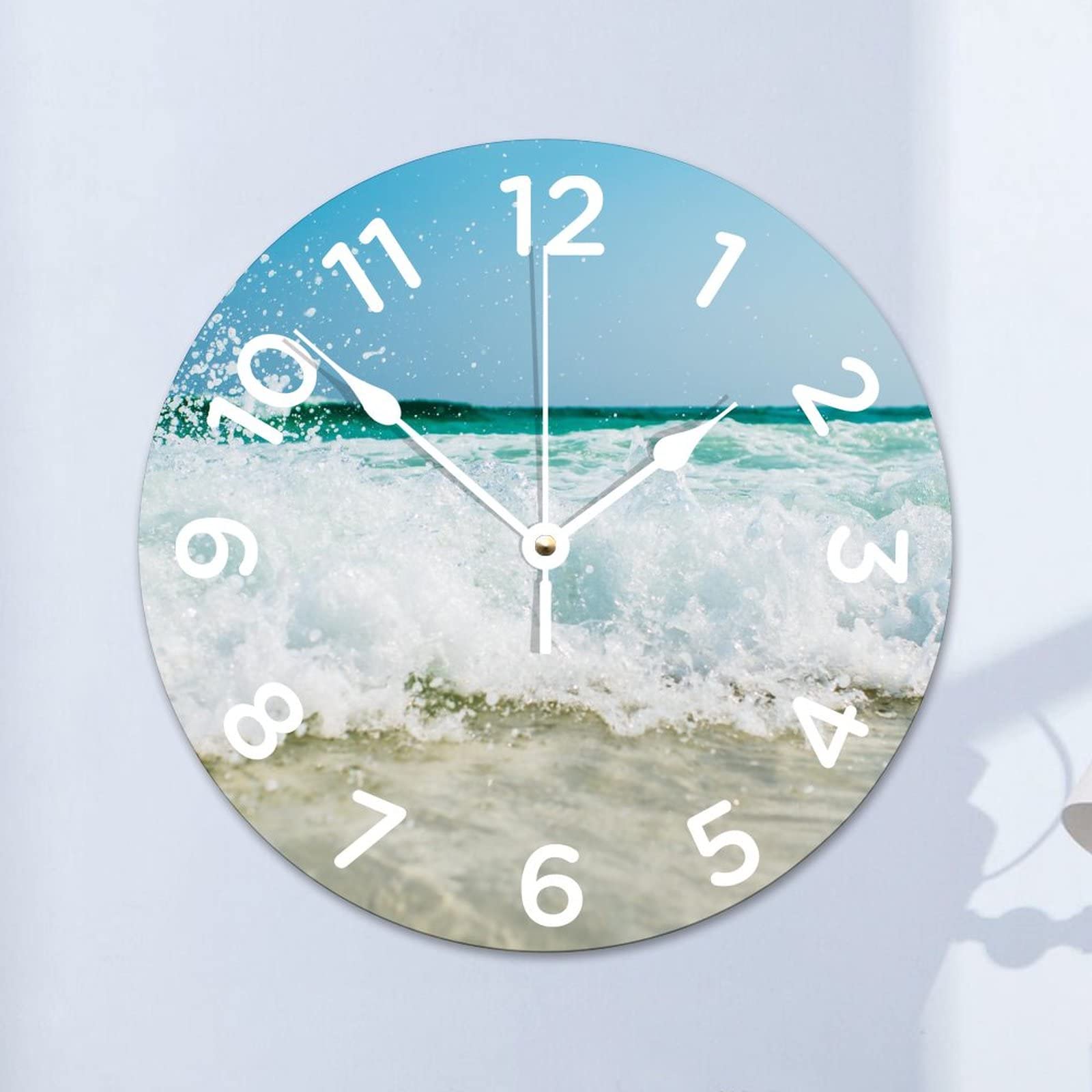Horloge murale en bois silencieuse 38 cm sans tic-tac à piles