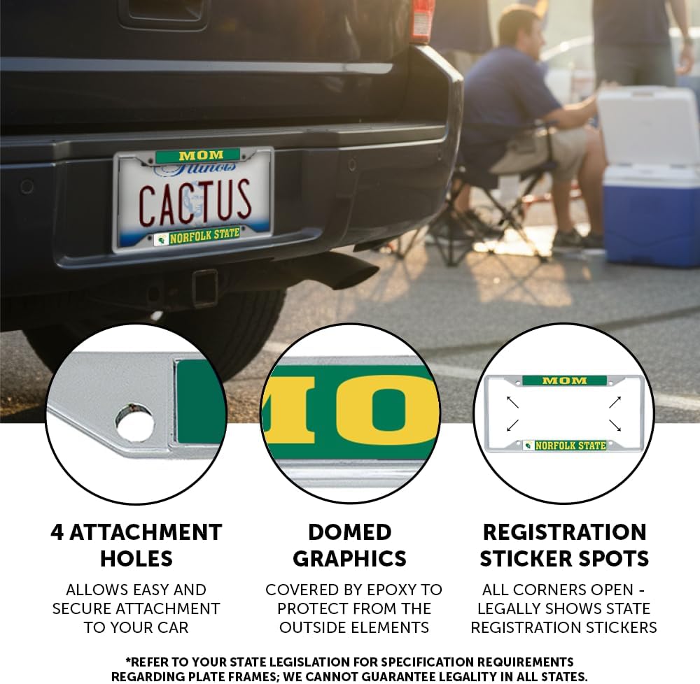 Desert Cactus Norfolk State University Car Accessories Spartans Metal License Plate Frame and Tag Holder for Front or Rear of Car (Mom)