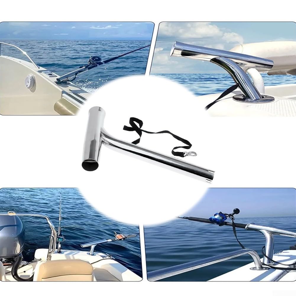 Supporto per canna da barca in acciaio inossidabile 316 grado costruito per esposizione in acqua salata con finitura a specchio e montaggio affidabile sul ponte