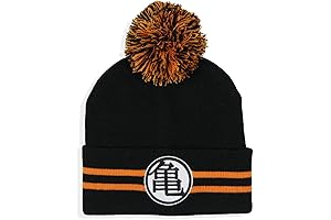Dragon Ball Z Goku Master Roshi Turtle Hermit Logo Cuff Pom Beanie Hat - Black