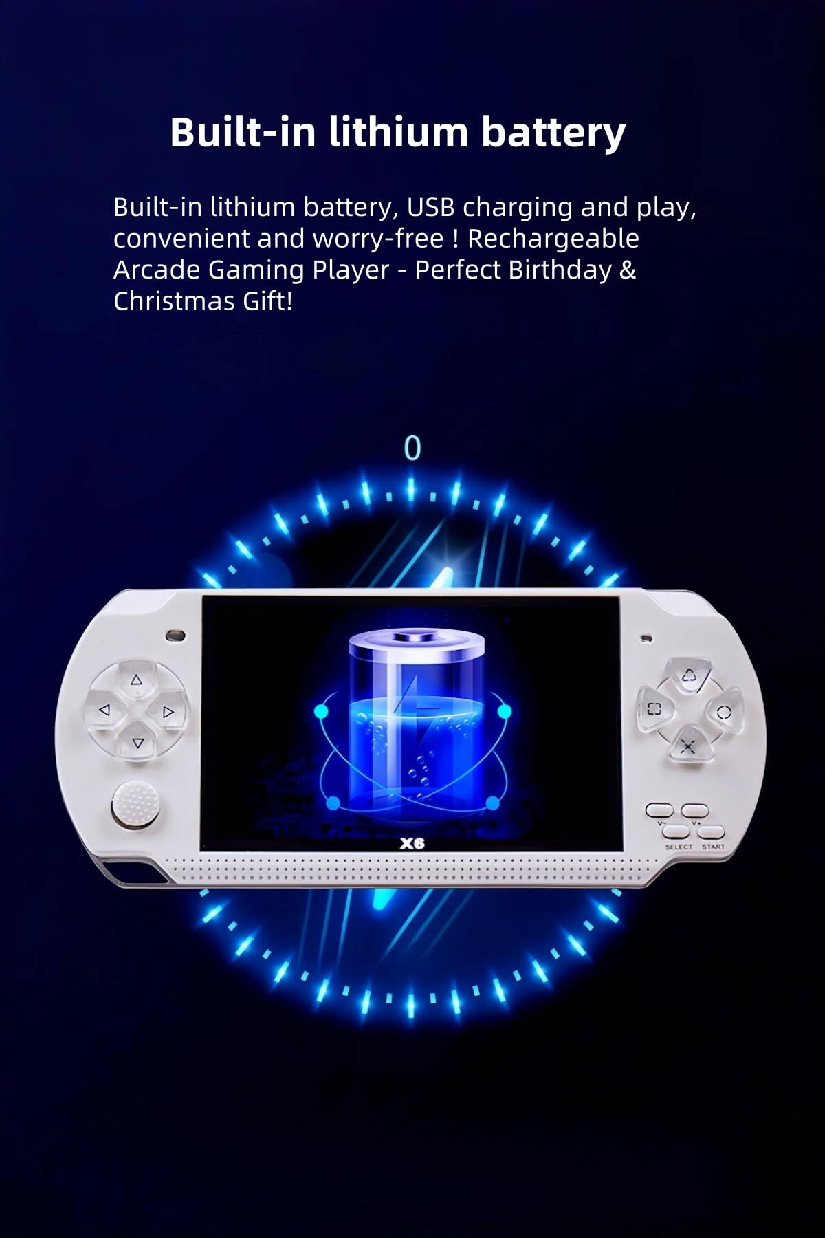 Console di gioco portatile retrò YHFITN da 4,3 pollici - Giochi classici integrati, lettore di videogiochi portatile con connessione TV, batteria ricaricabile ed espansione per scheda TF (white)