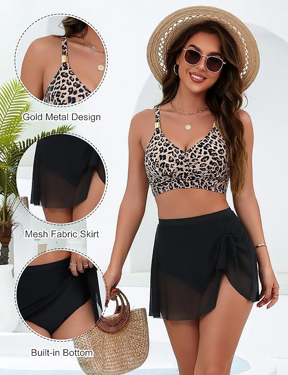 Blooming Jelly Womens High Waisted Bikini Set Gold Metal Two Piece Swimsuits Tummy Control Tie Knot 2026 Bathing Suits - Image 4