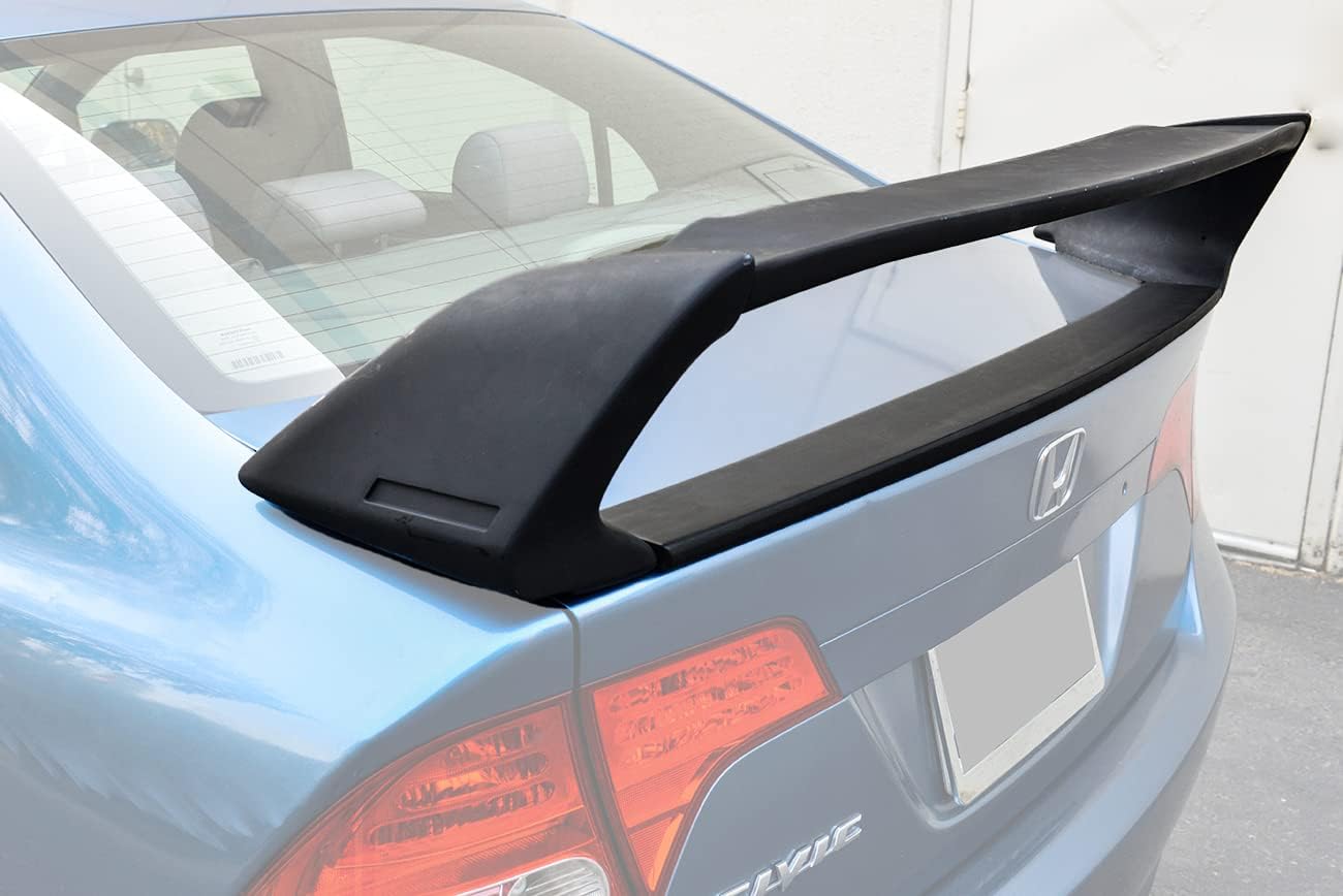 for 2006-2011 Honda Civic Sedan Models | Mugen RR Style ABS Plastic Primer Black JDM Rear Trunk Lid Wing Spoiler
