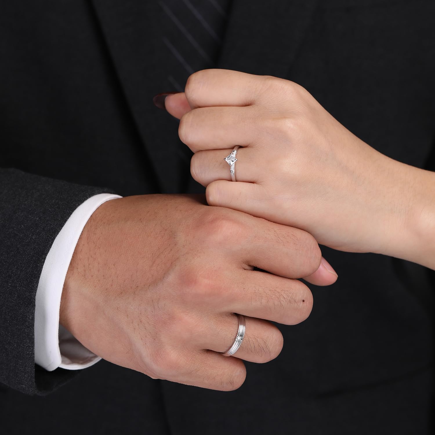 Meissa Anelli Nuziali Per Donna/Uomo 2 Pezzi Anelli Di Promessa In Argento Sterling Regolabili Anelli Di Fidanzamento In Argento Con Zirconia Cubica Anelli Coordinati Di Coppia Per Sposa