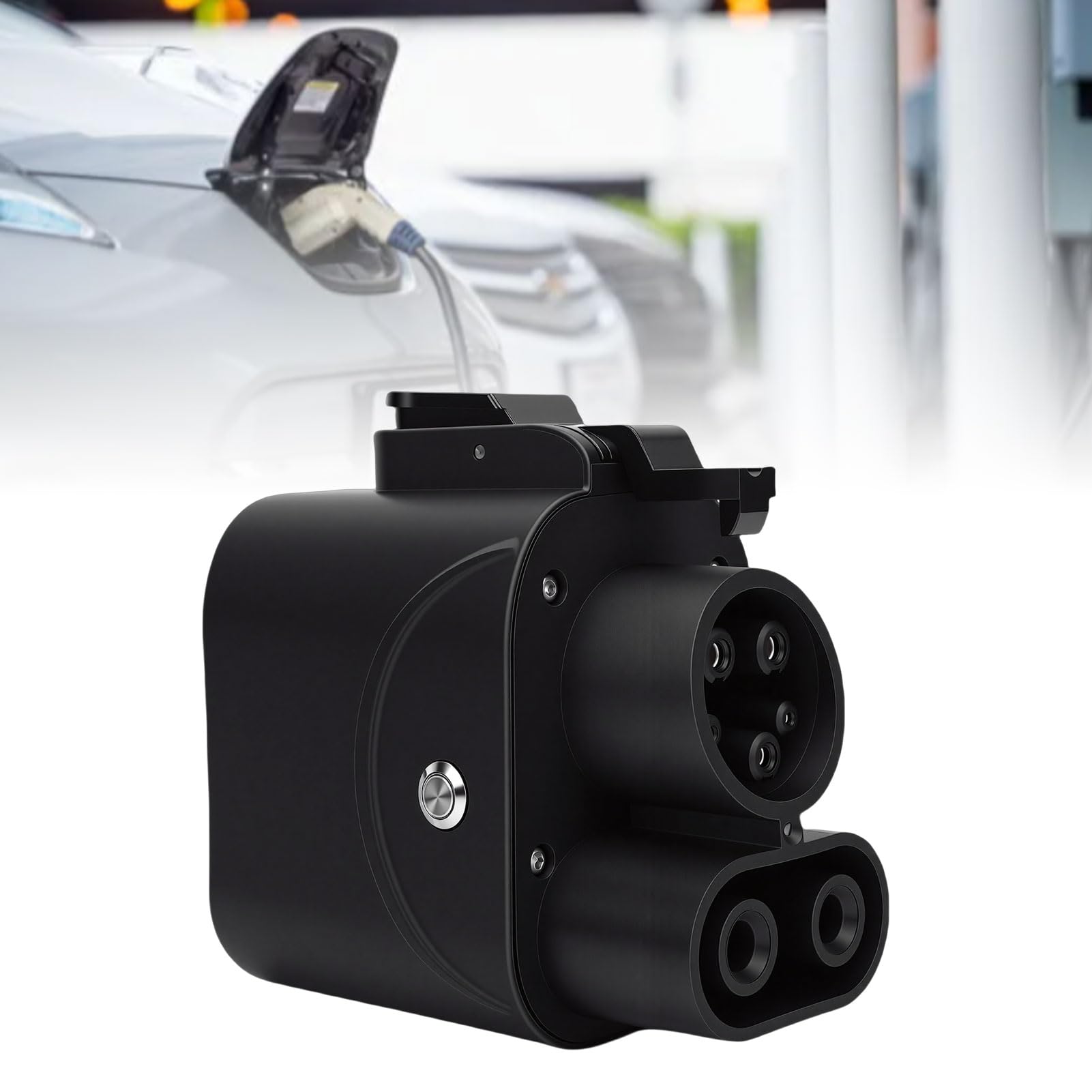 Dilwe Adapter CCS2 do CCS1 Metalowy Plastikowy Adapter do ładowania Pojazdów Elektrycznych 1000 V 250 A z Monitorowaniem Temperatury i walizką Przenoszenia dla Kierowców Pojazdów Elektrycznych CCS1