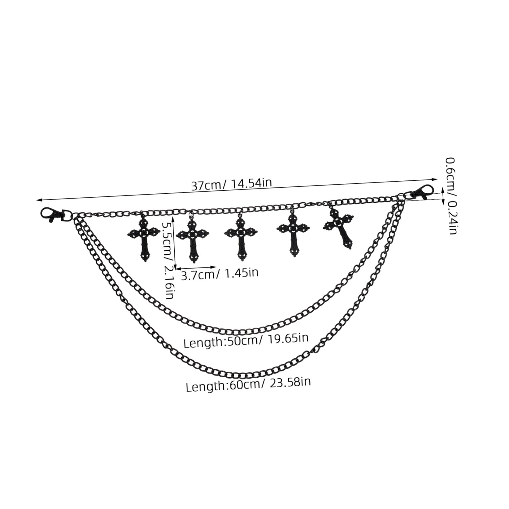 BESTYASH Hip Hop Punk Fashion Accessory Layered Hollow Cross Pendant Chain Belt