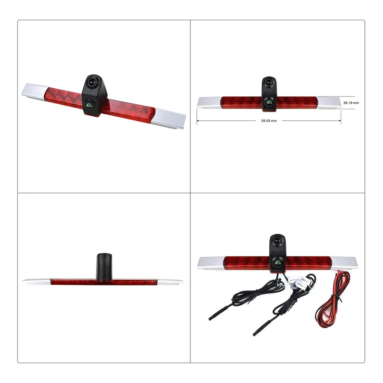 Cámara Aparcamiento Cámara Marcha Atrás con Luz Freno Doble Lente para Todos Los Automóviles Planos con para 2DA 343 106-201 con Monitor De Espejo De 7" Camara Marcha Atras(Mount Kit)