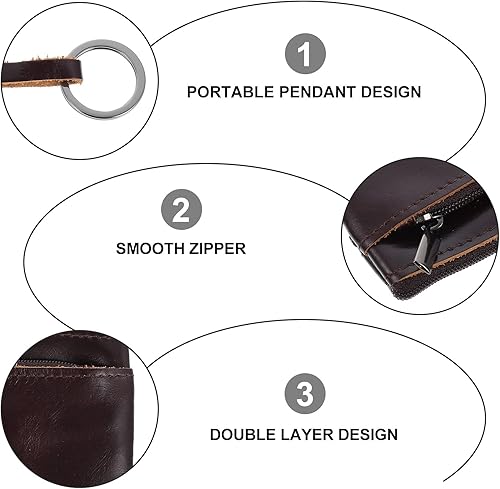 Miniatura 6 de OSALADI Cartera de mano para hombre, monedero, tarjetero, diseño de cremallera, cartera corta, Coffee, 12.5X9.5X0.6CM, A la moda