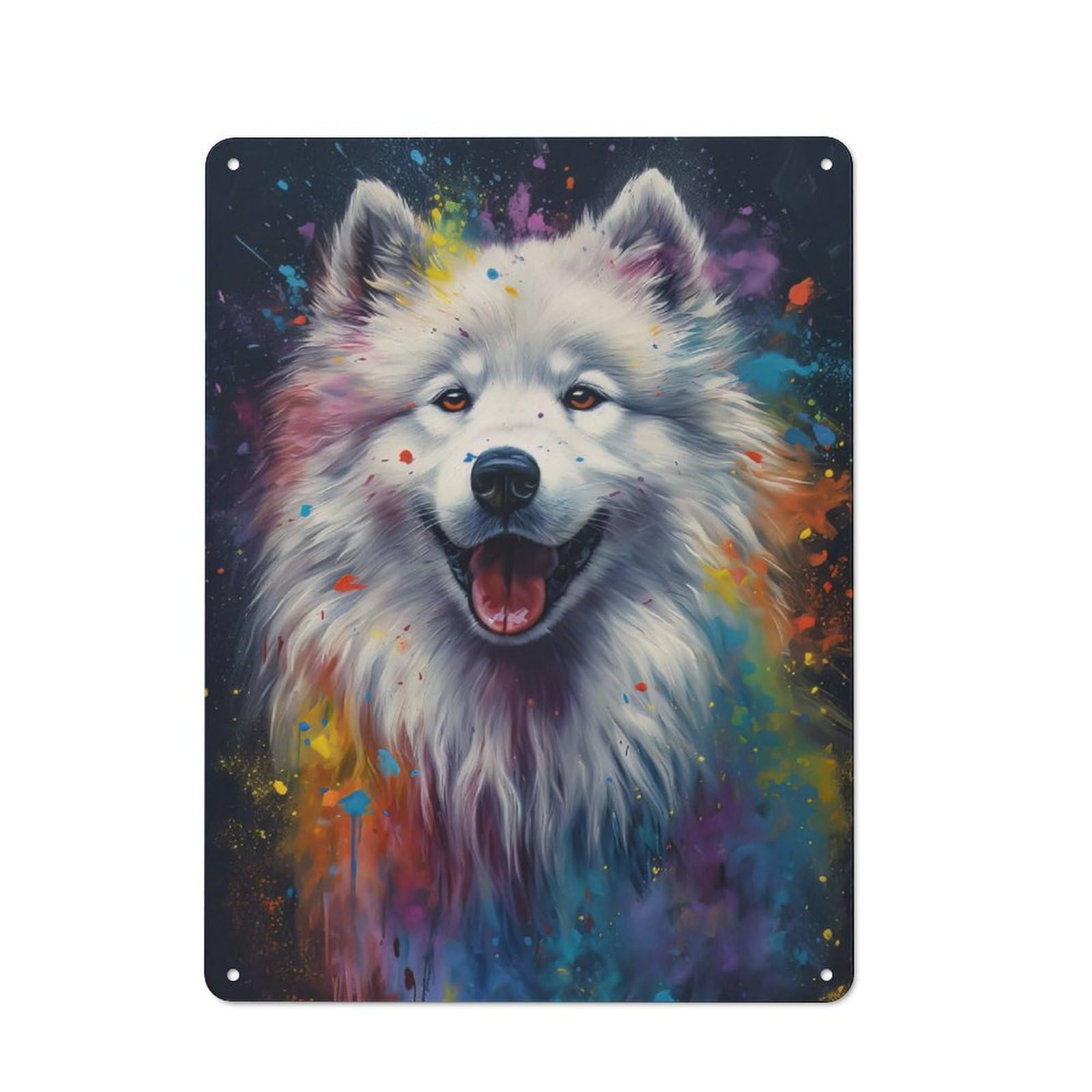 Junmoney Samoyed Painting Retro Metal Wall Sign 40X30cm With For Pub Or Café, A Housewarming Gift For Hospitality Wall Decor Collectors