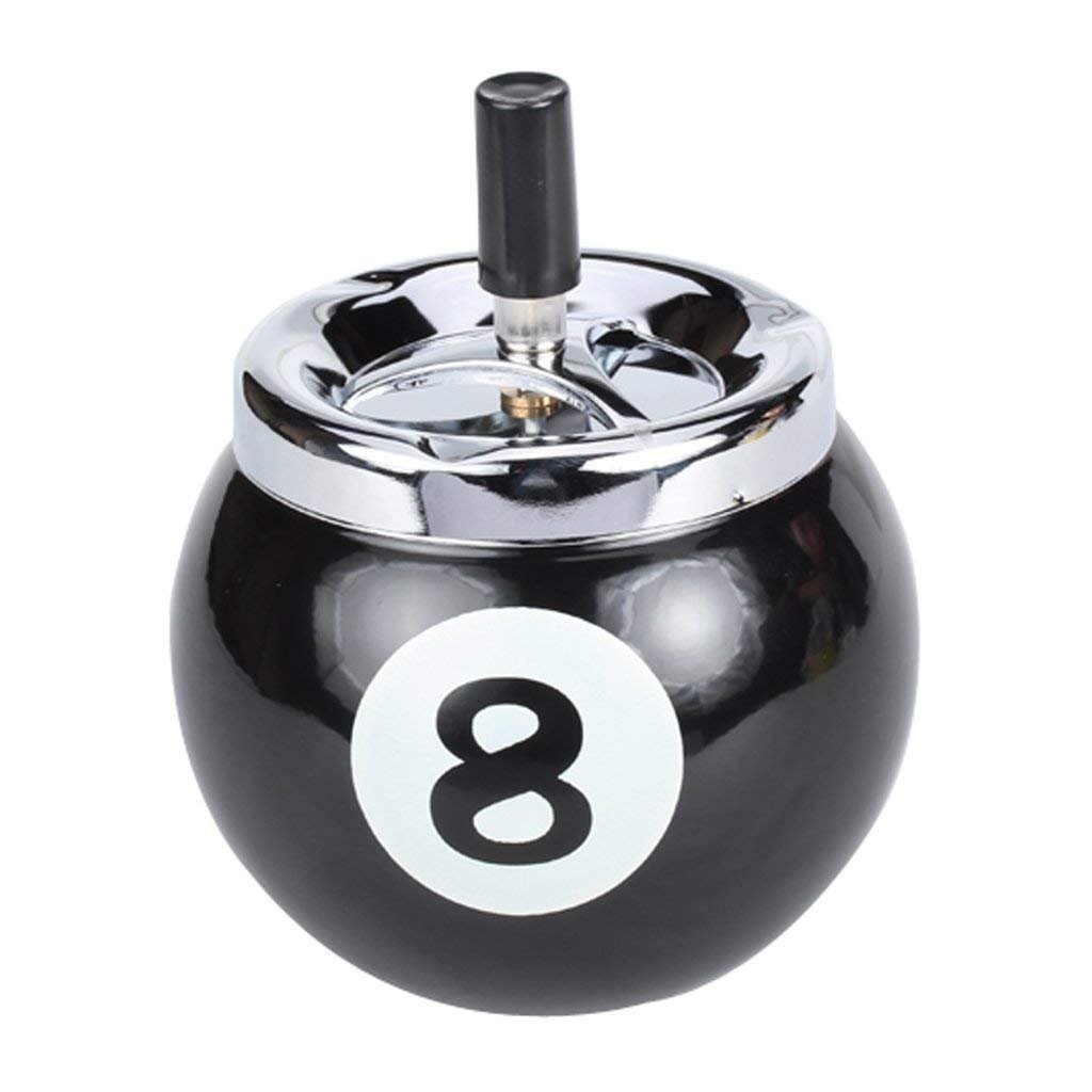 ABA Snooker Billiard Pool Ball floor smoking creative push down cigarette ashtray billiards ball ashtray with spinning tray creative rotating ashtray for indoor outdoor use 1-piece (Black)-picture-21