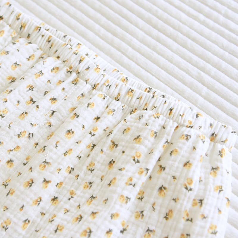 Womens Gauze Pajama Set Lounge Sets Short Sleeve Shirts 3 Piece Cute Floral Pj Set Sleepwear Loungewear - Image 7