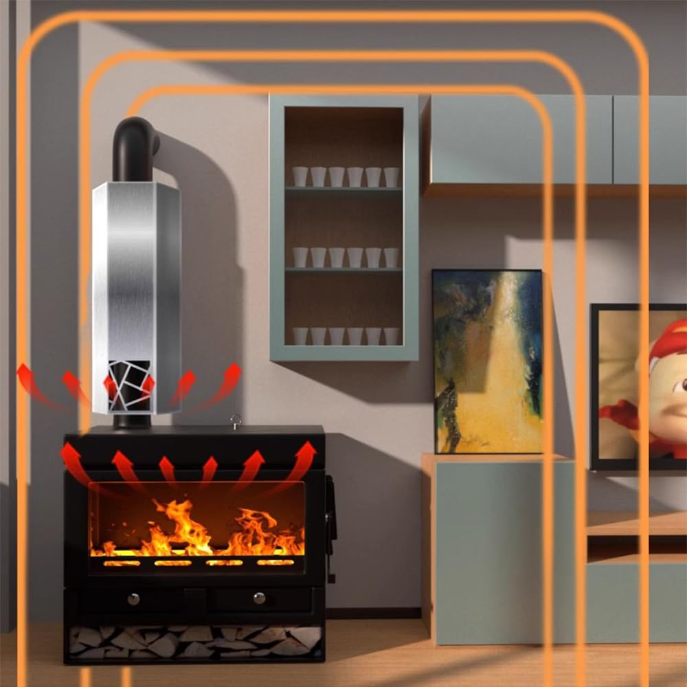 Stufa a Legna 8kW, Rendimento 85% per 120 m³, RRØ 100mm,Stahlofen mit Verglasung,Rivestimento Refrattario,für Jede Wohnung & Zuhause