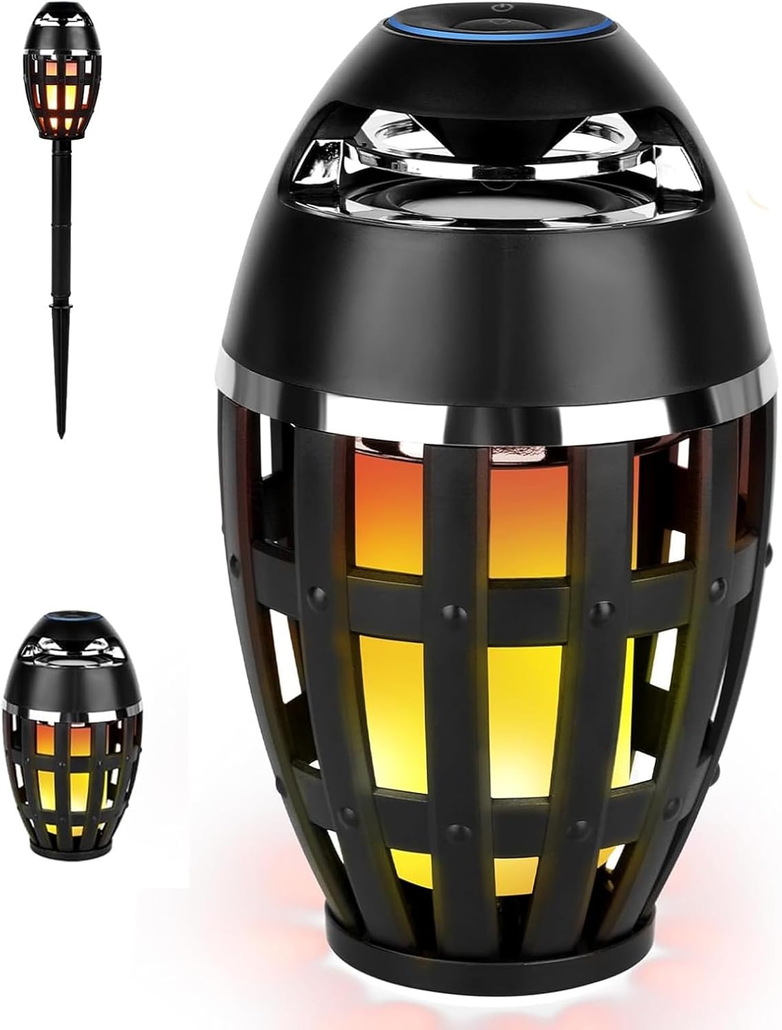 SUNJULY Bluetooth Speaker, Flame Speakers Bluetooth, Wireless Waterproof Outdoor Bluetooth Speaker 360° Surround Sound, Dynamic Flame Light, Garden Speakers With Ground Pole For Mens,Dad Gift