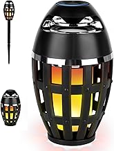 SUNJULY Bluetooth Speaker, Flame Speakers Bluetooth, Wireless Waterproof Outdoor Bluetooth Speaker 360° Surround Sound, Dynamic Flame Light, Garden Speakers With Ground Pole For Mens,Dad Gift