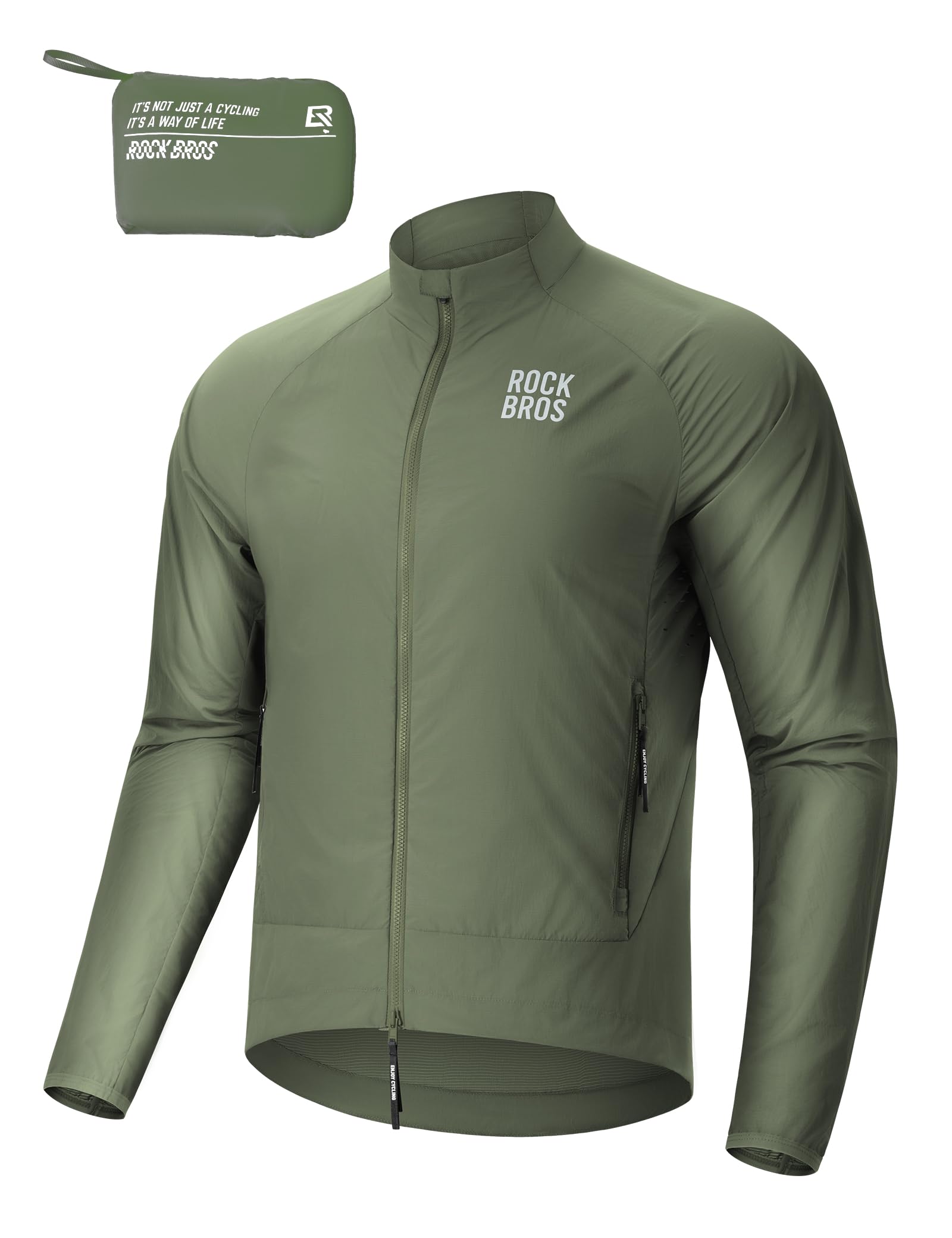 ROCKBROS Chaqueta Cortavientos para Hombre y Mujer, Ropa Deportiva Ligera Transpirable Reflectante, Plegable con Bolsillos para Ciclismo, Senderismo y Running