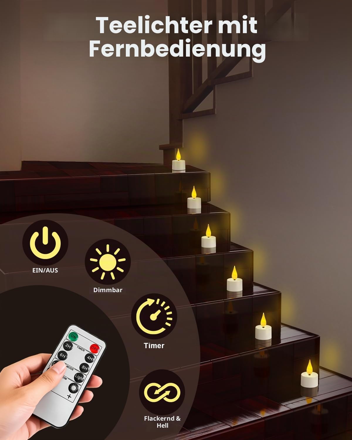 AONESY LED Teelichter Wiederaufladbar mit Magnetischer Ladestation, 13er Set Aufladbare Teelichter mit Fernbedienung & Timerfunktion, für Familien mit Kindern & Haustieren, Dekoration für Wohnzimmer