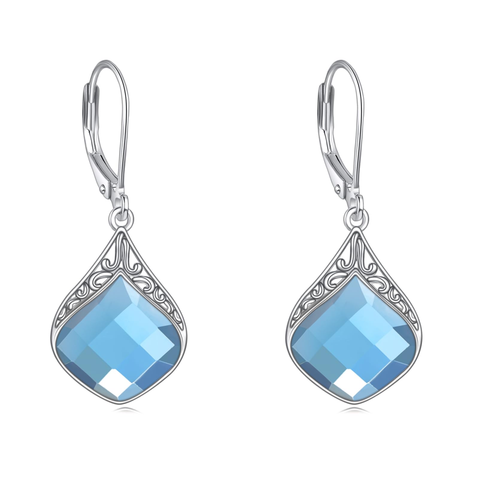 Mondstein Ohrringe Sterling Silber Filigran Irisch Keltisch Teardrop Mondstein Tropfen Ohrringe Schmuck Geschenke für Damen
