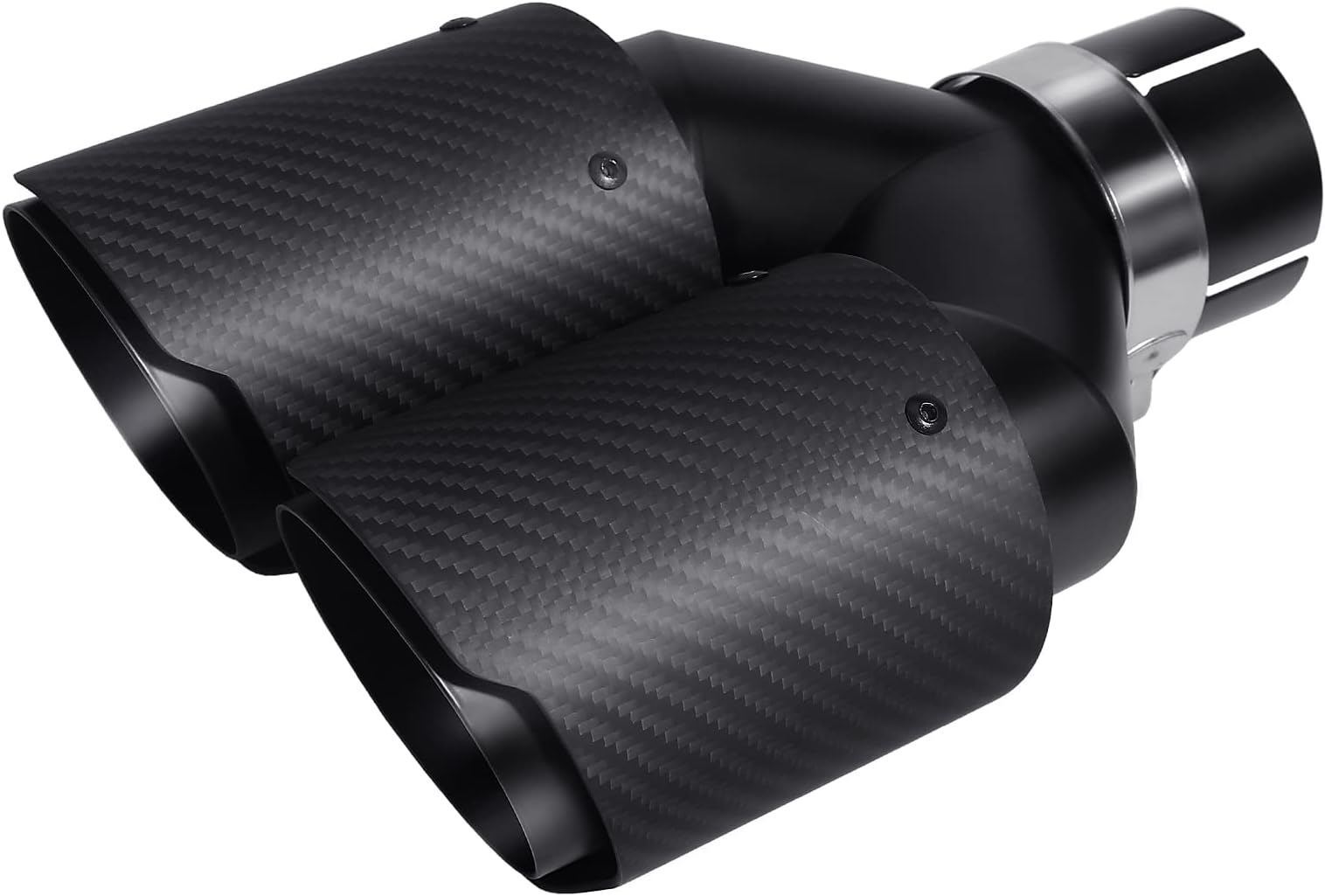 – 63mm Exhaust Tips Dual Muffler Tip Carbon Fiber Car Exhaust Pipe Rear Tip Tail Throat (Matt All Black)