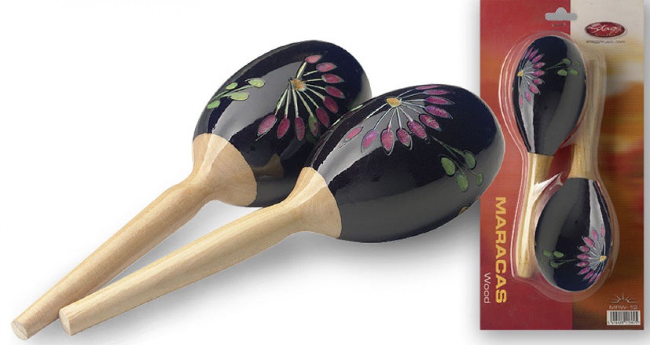 Stagg EGG-MA plástico huevo Maracas par con mango largo – amarillo