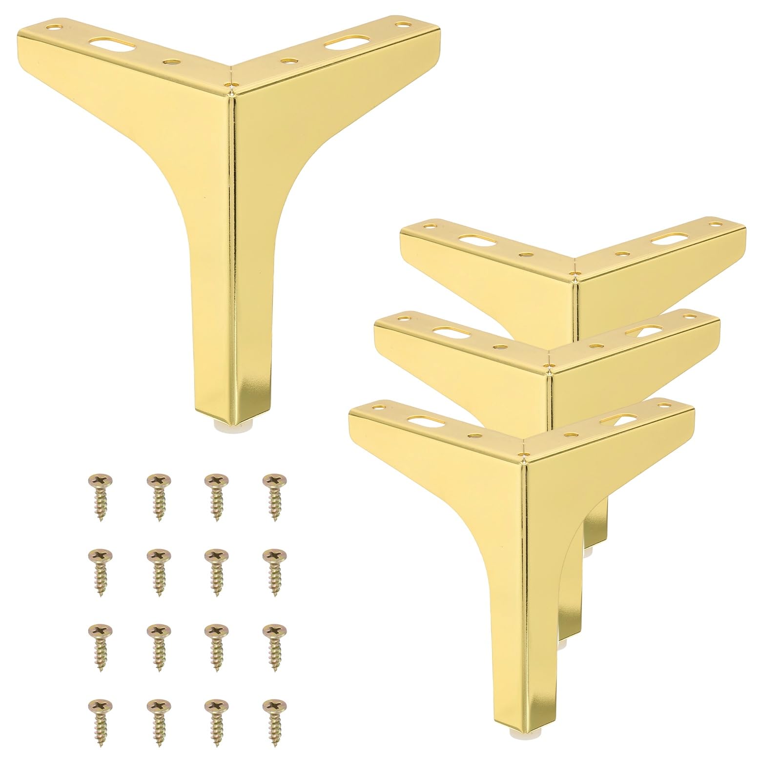 PATIKIL 13cm / 5 Inch Metal Furniture Legs, 4 Pcs Modern Triangle Furniture Feet Couch Legs DIY Replacement for Table Chair Cabinet Cupboard Sofa, Gold